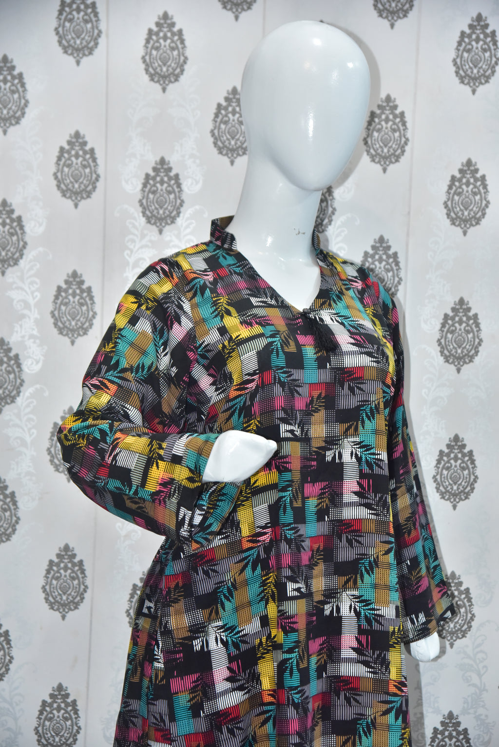 All Over Print Linen 2 Piece Stitched Suit - Multicolor