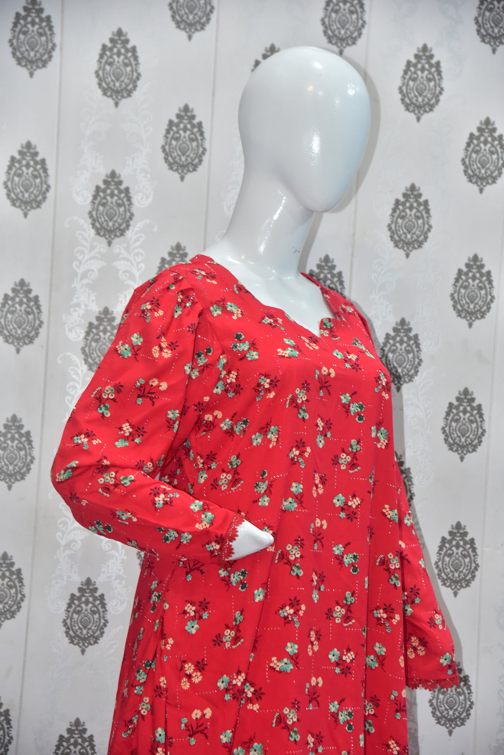 2 Piece Linen Stone Work Stitched Suit