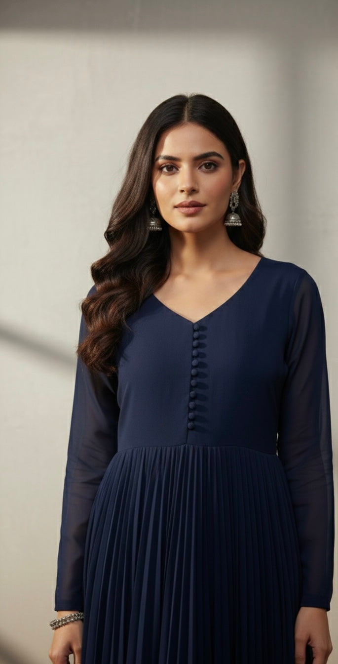 Plain Chiffon Frock – 2 Piece Stitched Suit