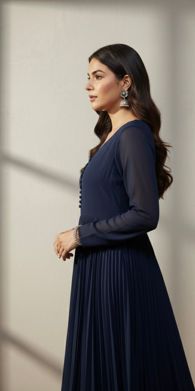 Plain Chiffon Frock – 2 Piece Stitched Suit