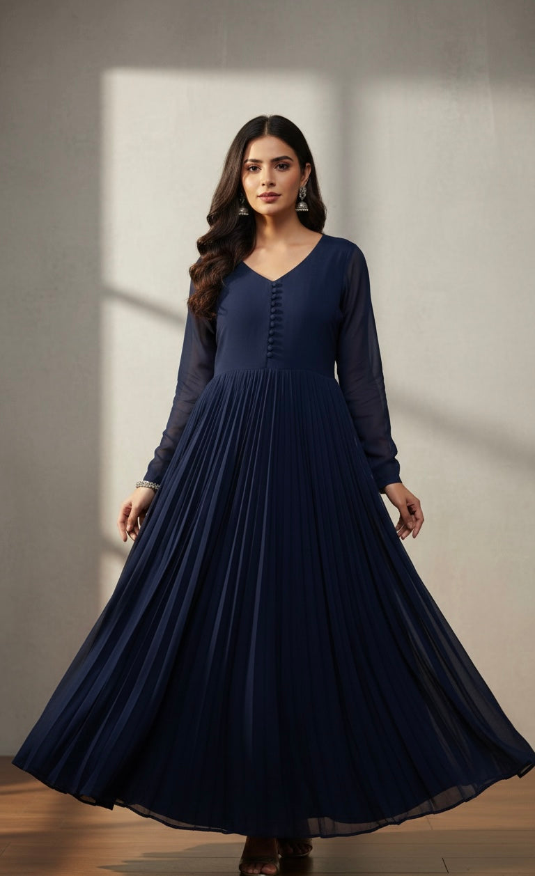 Plain Chiffon Frock – 2 Piece Stitched Suit