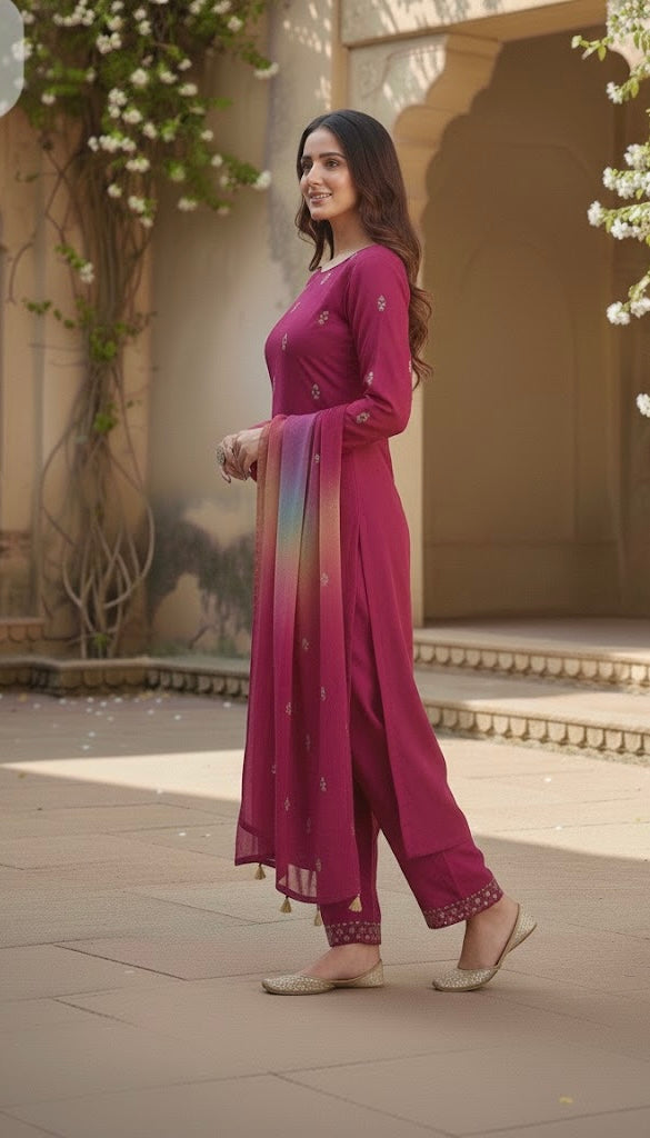 Embroidered Lawn Unstitched 3-Piece Suit with Chiffon Dupatta