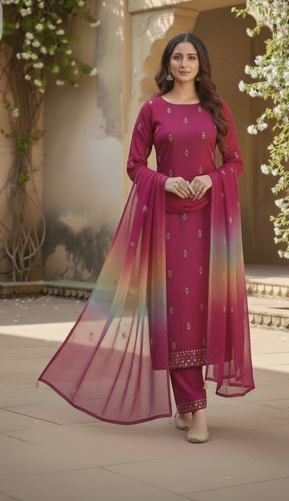 Embroidered Lawn Unstitched 3-Piece Suit with Chiffon Dupatta