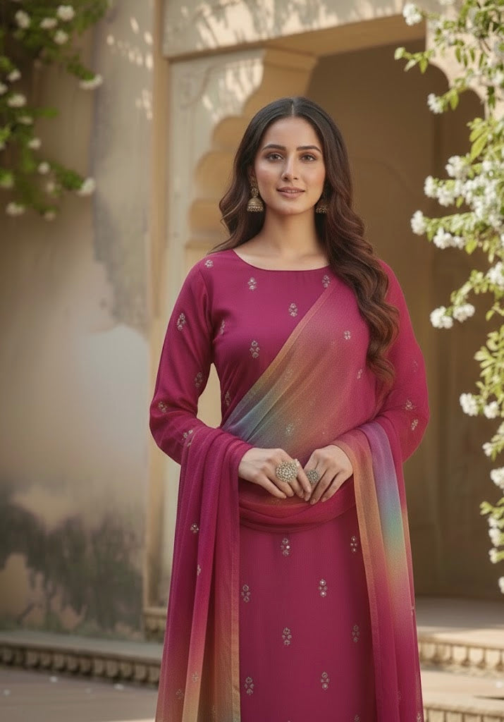 Embroidered Lawn Unstitched 3-Piece Suit with Chiffon Dupatta