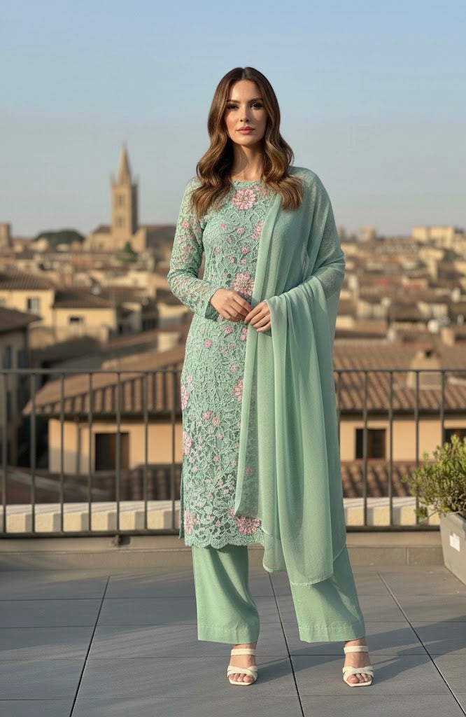 Caroisha Net Suit with Lawn Inner