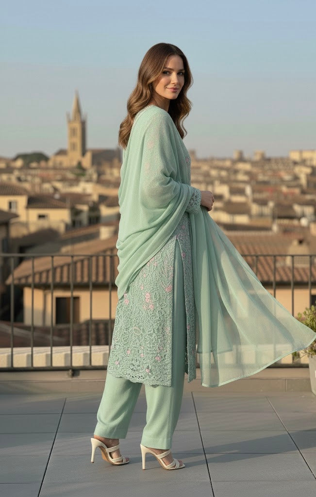 Caroisha Net Suit with Lawn Inner