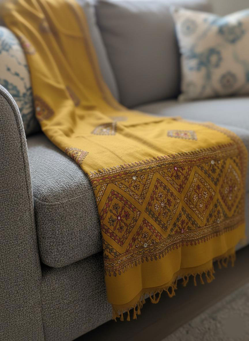 Marina Wool Shawl - Mustard