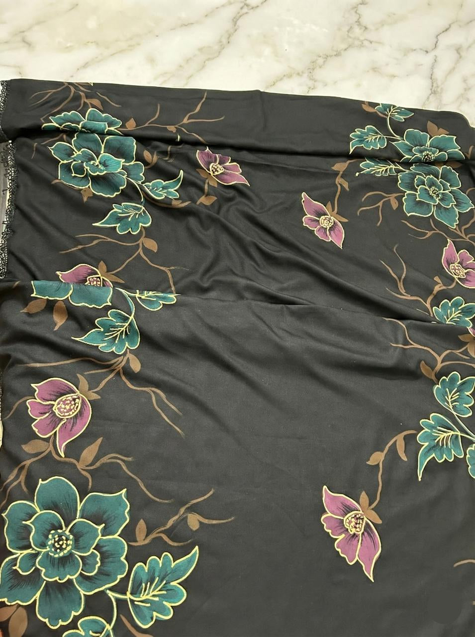 Handmade Paint Black Pashmina Wool Shawl